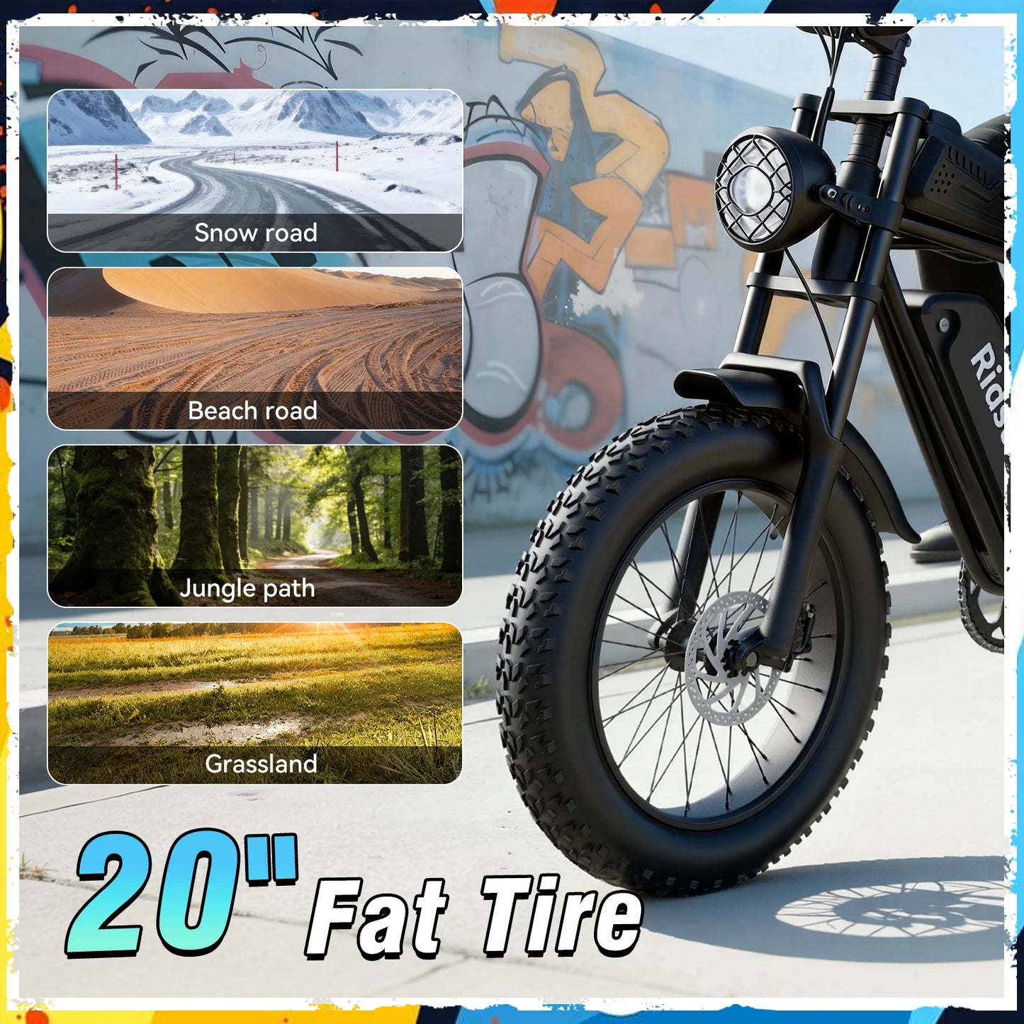 Electric Bike for Adults, 1500W Battery, 48V 15.6AH E-Bike, 31 MPH, 20"x4" Fat Tire Mountain Bike