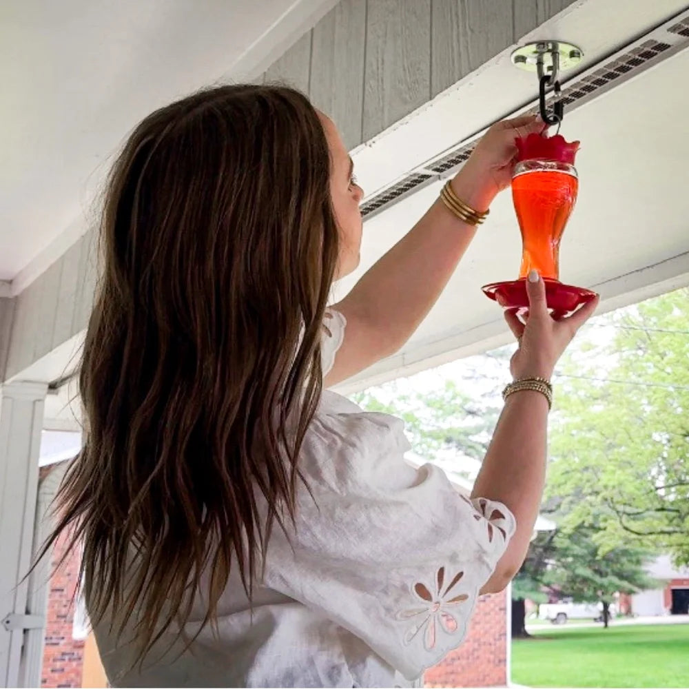 Glass Hummingbird Feeder, Bee Resistant Ant Moat, Easy Dishwasher Safe, Durable Outdoor 16oz Nectar Feeder