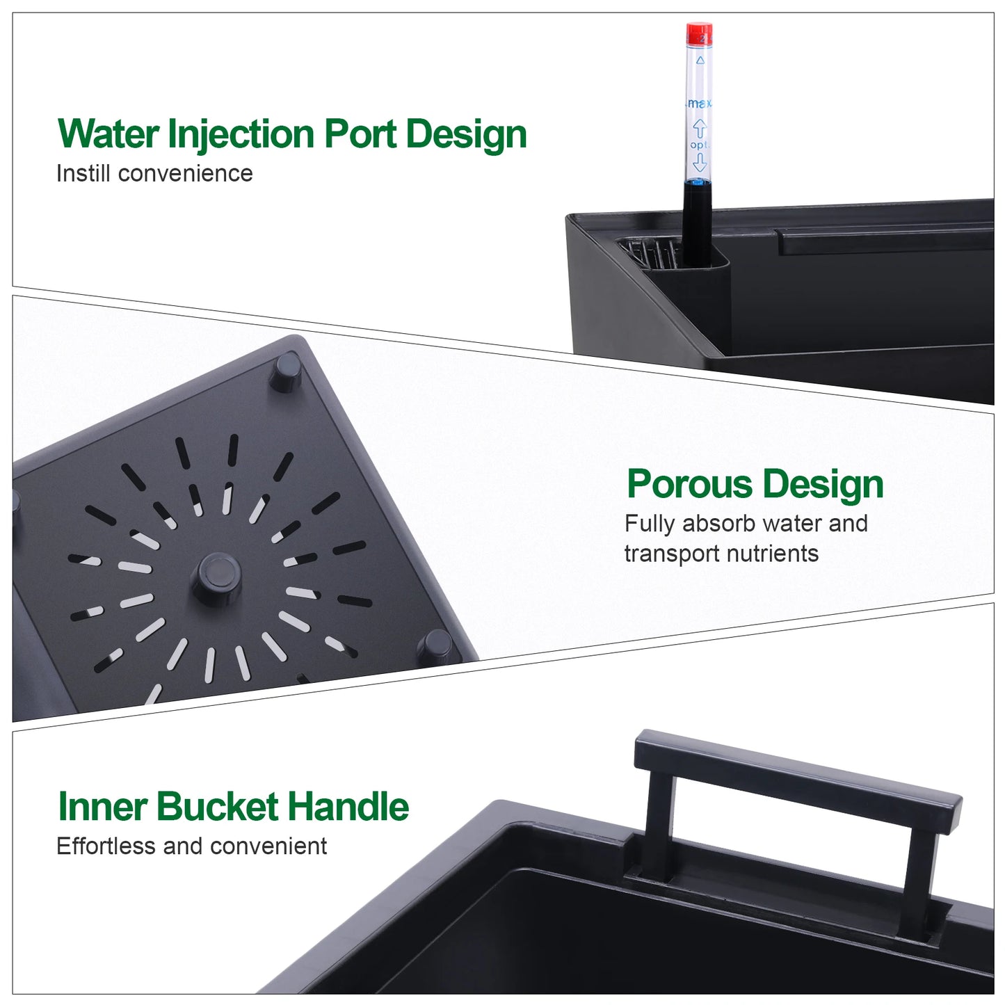 Planters for Outdoor or Indoor, 2 pcs Pots, 22" or 16" High Porch Planter Pots w/ Drainage Holes Auto Watering