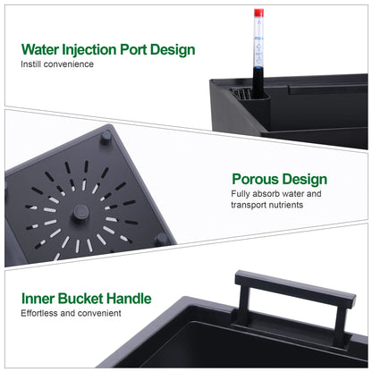 Planters for Outdoor or Indoor, 2 pcs Pots, 22" or 16" High Porch Planter Pots w/ Drainage Holes Auto Watering