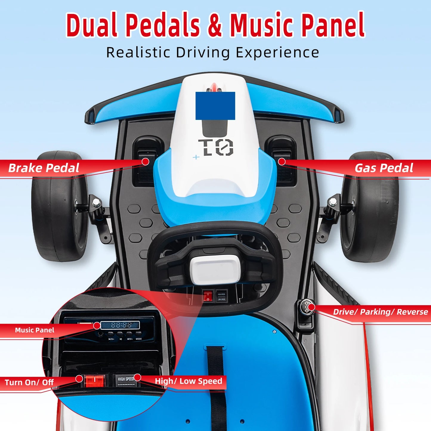 Electric Go Kart for Kids, 24V Drift Kart with Battery Motor, Electric Pedals