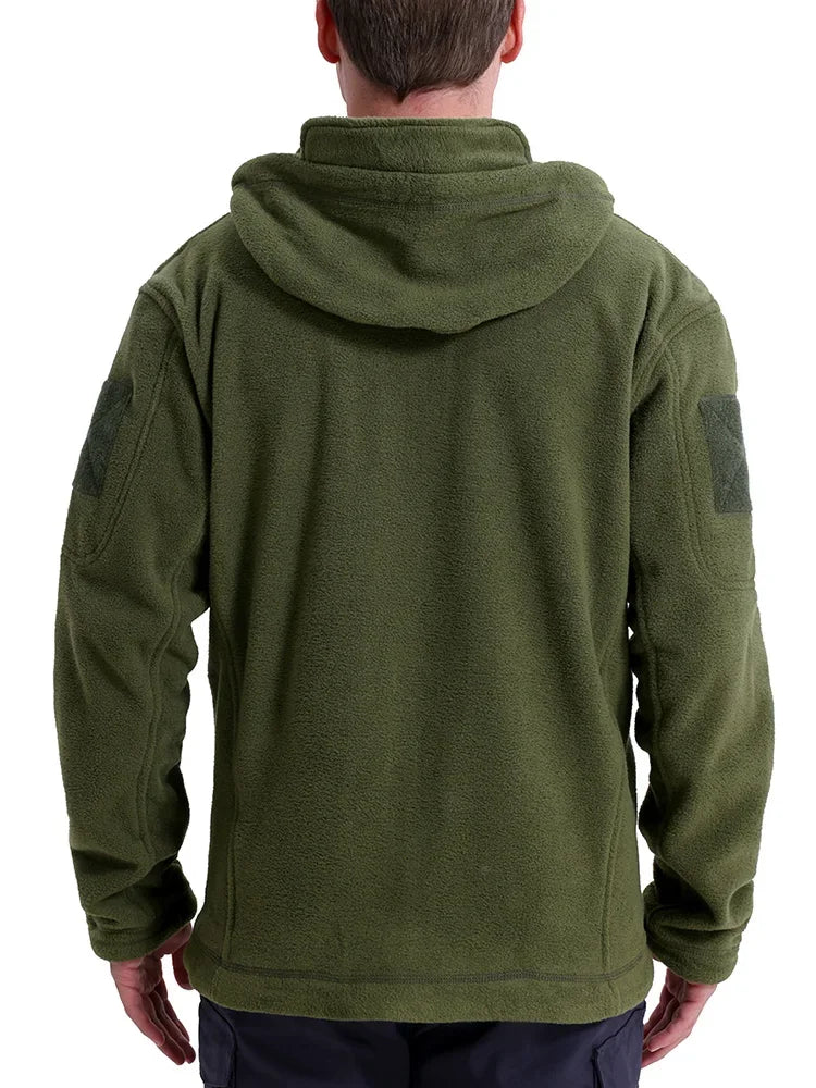 Men's Tactical Hunting Fleece Jacket, Warm, Full Zip Hoodies, Multi-Pockets