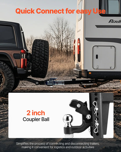 Pintle Hook Hitch 20,000Lbs, Combo 2in & 2-5/16in Ball, Fit 2.5-3in Lunette Ring