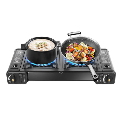 Double Head Barbecue Gas stove w/ Baking Tray, Indoor-Outdoor Application