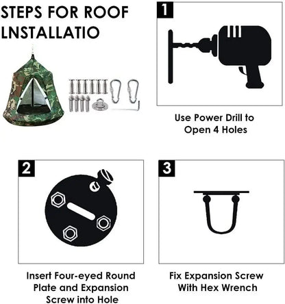 Hanging Tree Tent, Green Camo, Indoor Outdoor Hanging Tent, Waterproof, Portable
