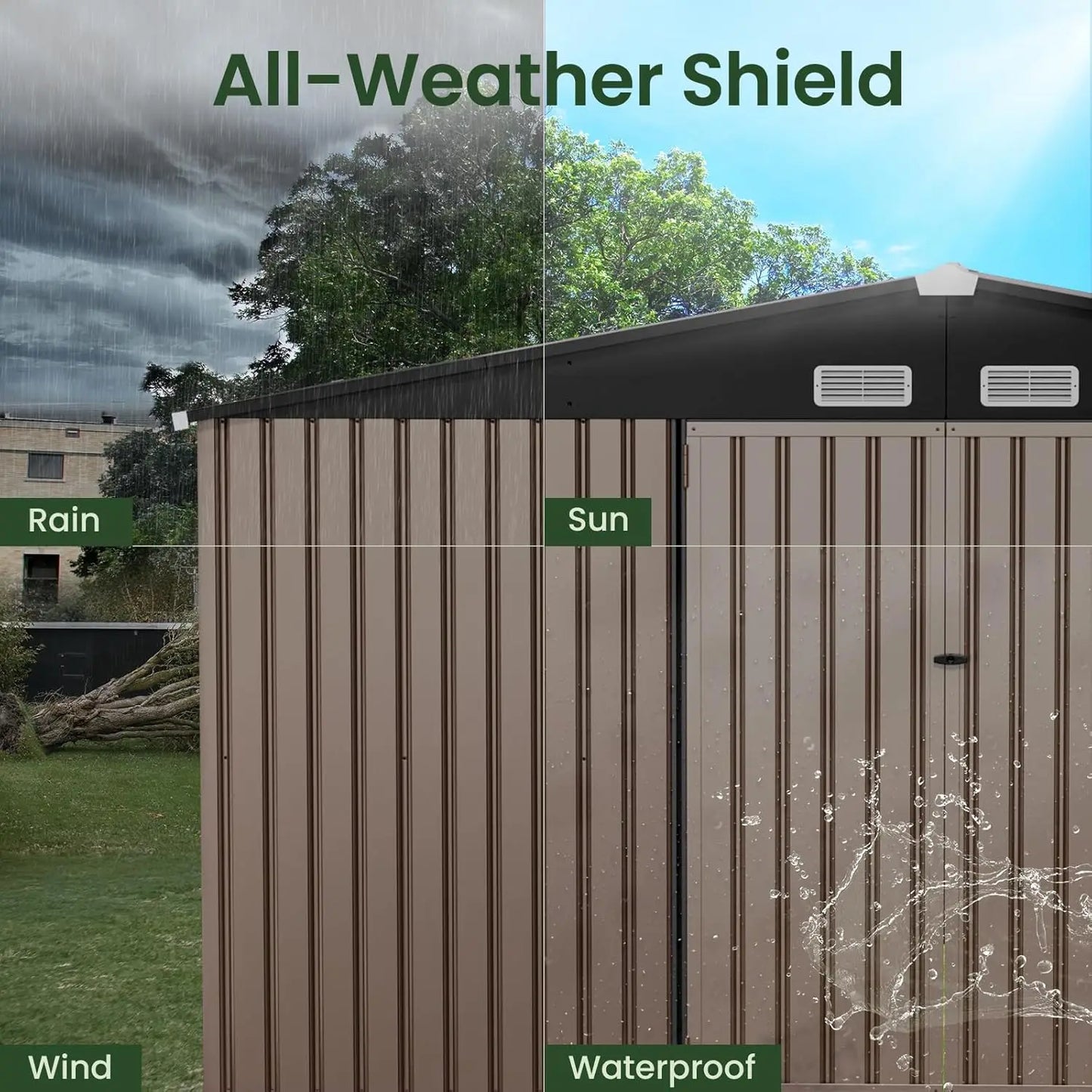 Outdoor Storage Shed, 10x12 FT, Metal, Roof, Customized