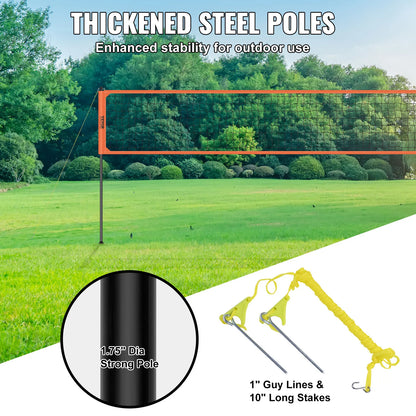Volleyball Net, Portable, Adjustable Height, with Ball, Pump & Carrying Bag