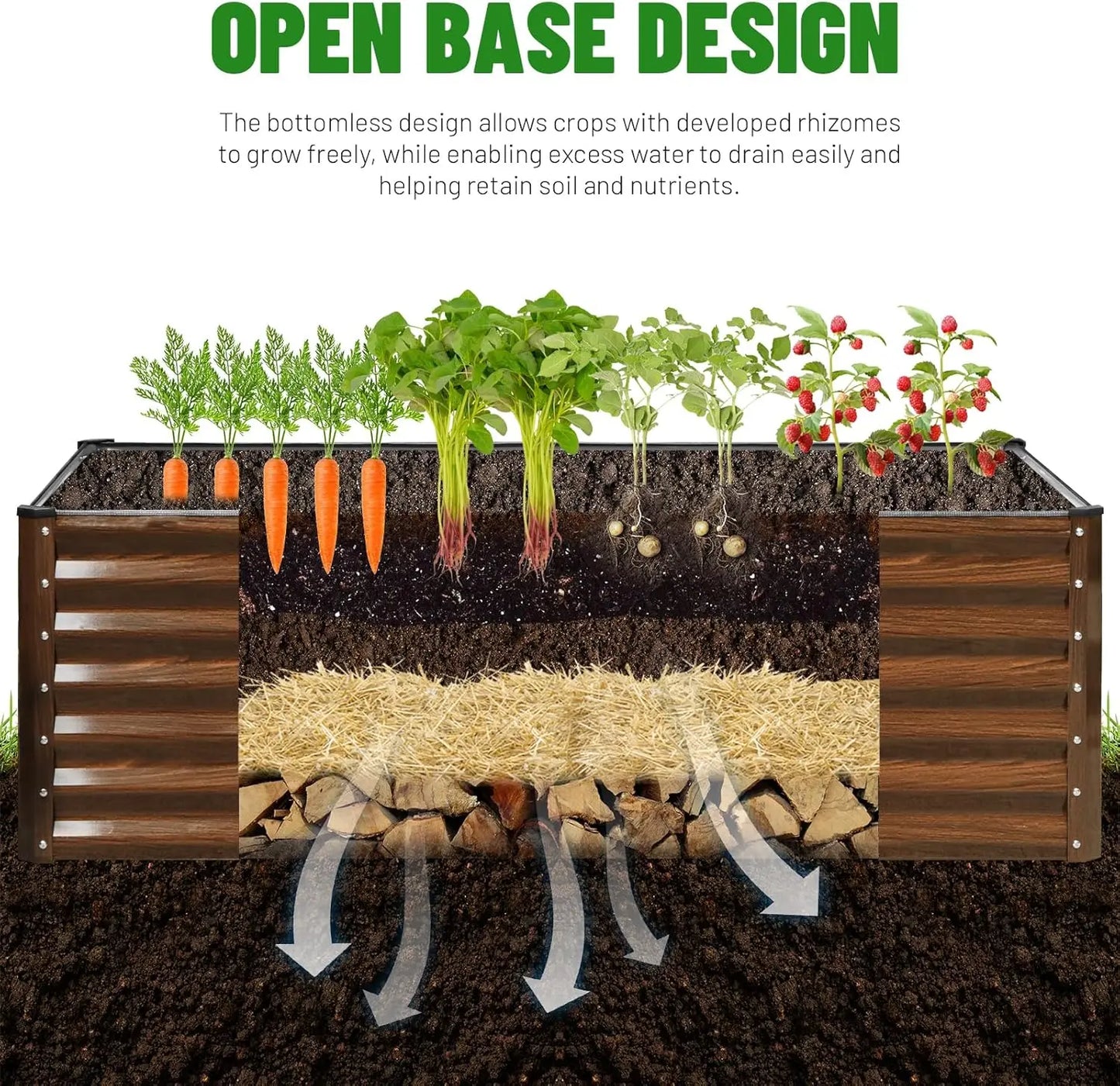 Galvanized Raised Garden Bed, Large 8x4x2FT for Outdoor Planting Vegetables or Flowers