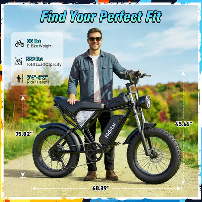 Electric Bike for Adults, 2000W, 48V 20Ah, Detachable Battery, 33MPH & 88 Miles, Electric Motorcycle, 20’’ Fat Tires