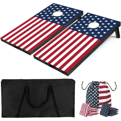 Wood Cornhole Set, Boards , 8 Bean Bags with Carry Case