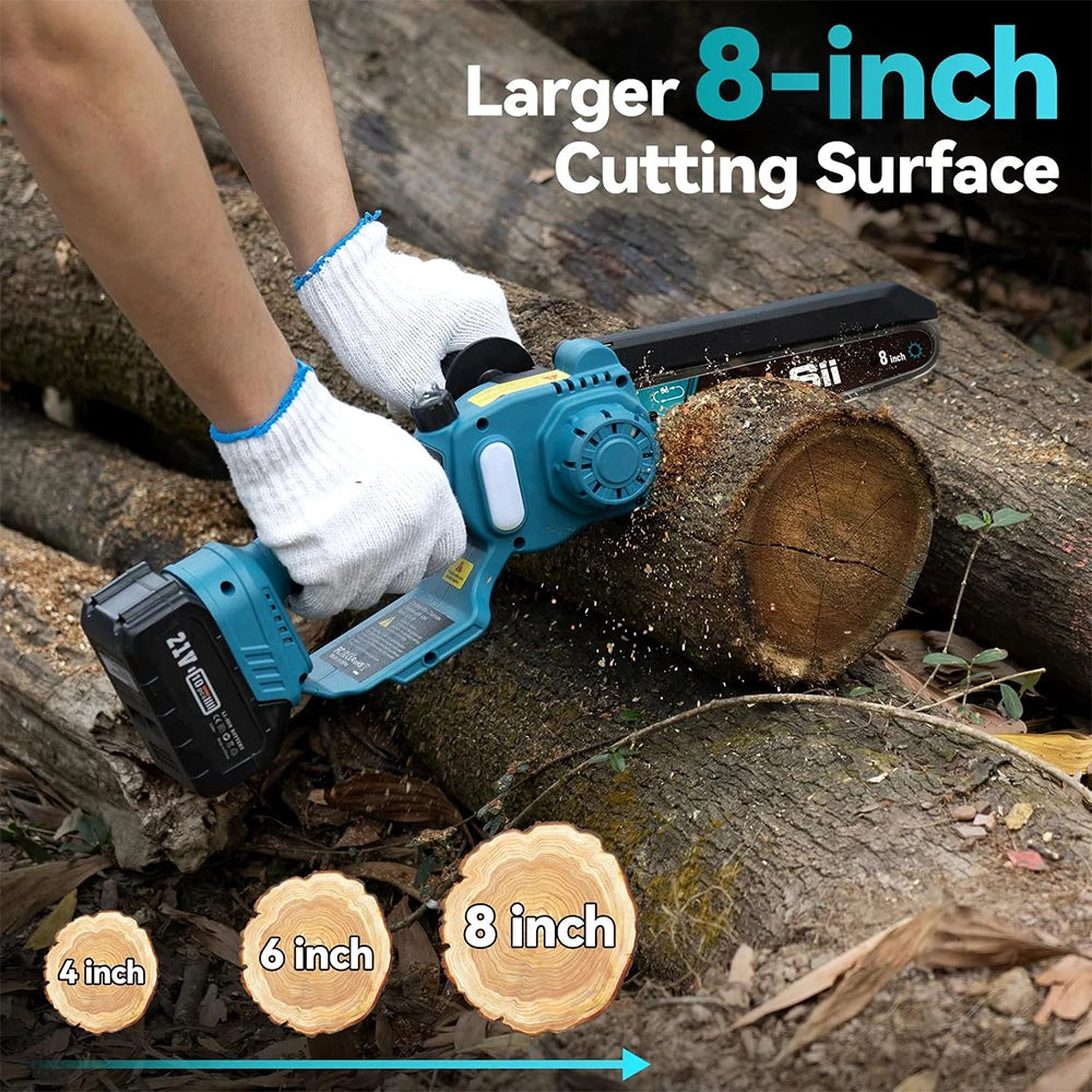 High Branch Pole Saw, Cordless 8'' Electric Chainsaw w/ 3 M Extension Pole, Tree Trimming, Limb Cutter, Pruner