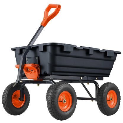 Heavy-Duty Utility Garden Wagon, 900 Lb Capacity, Poly Dump Cart, 10-Inch All-Terrain Wheels, Rotating Handle