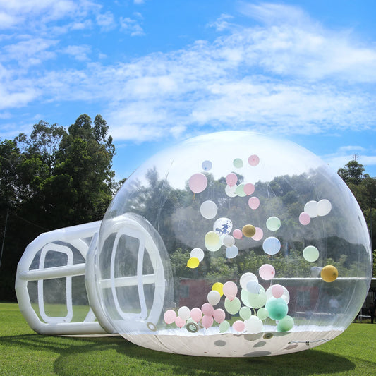Inflatable 10FT PVC Bubble House, Outdoor Castle with 750W Air Blower, 100 Balloons