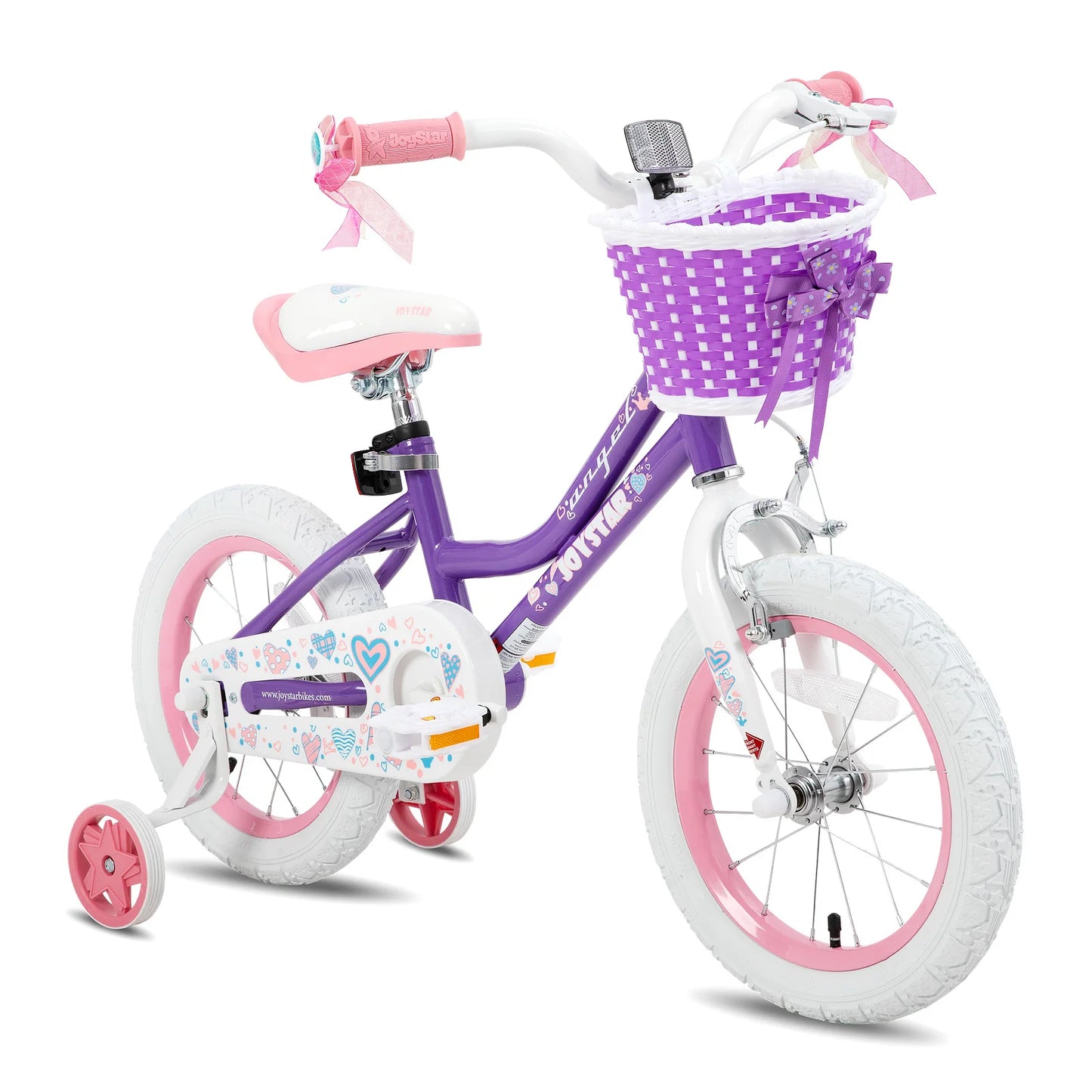 Girls Bike with Basket & Training Wheels, 12, 14, 16, 18 Inch Kids Bike, Foot Brake, Child Bicycle
