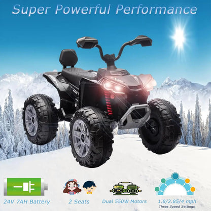 24V Kids Electric ATV 4-Wheeler (2-Seater) Ride on Toy, Dual 550w Motor
