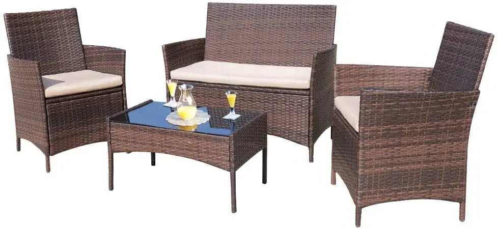 Outdoor Patio Furniture Set, Rattan Wicker Chairs Outdoor or Indoor Use