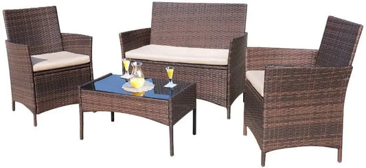 Outdoor Patio Furniture Set, Rattan Wicker Chairs Outdoor or Indoor Use