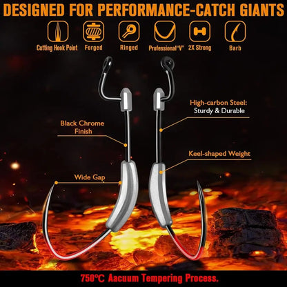 15PCS Weighted Swimbait Hooks, for Bass Fishing, Fresh or Saltwater