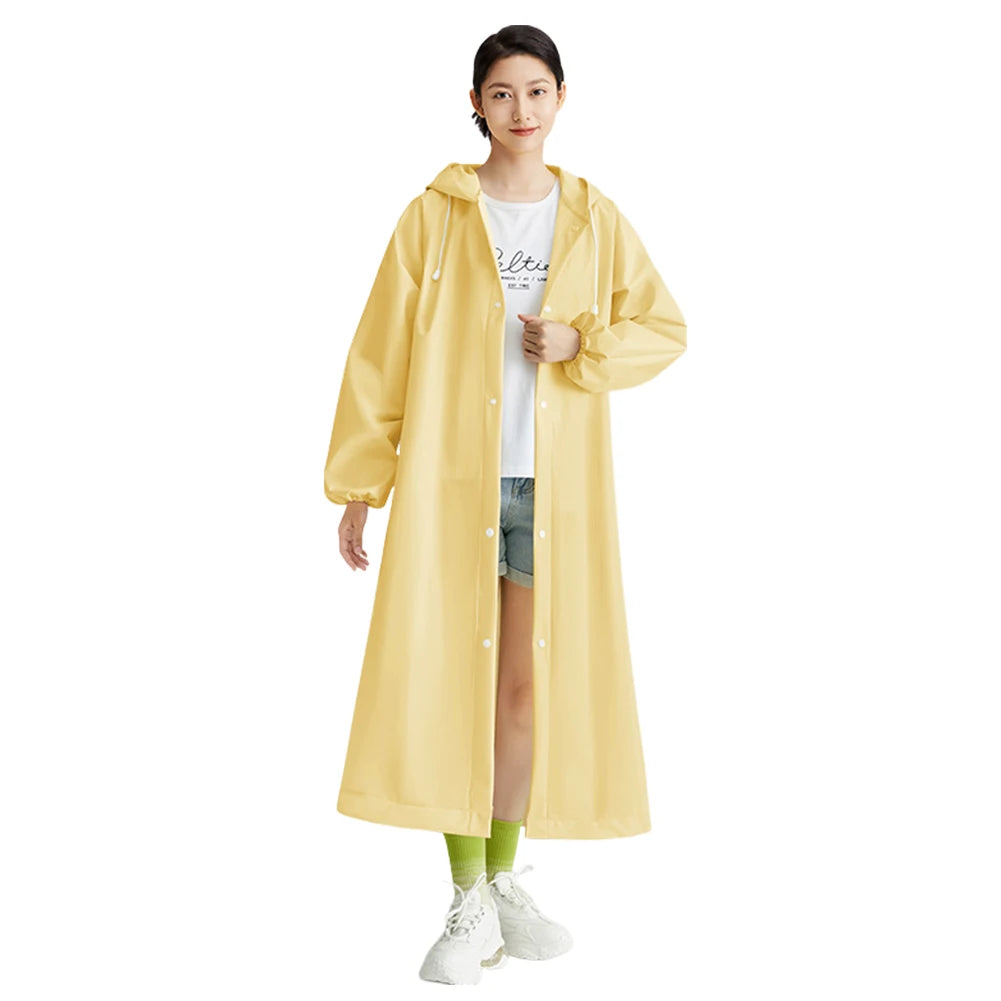 Adult, Long Windproof Waterproof Raincoat  w/ Drawstring, Portable for Emergency