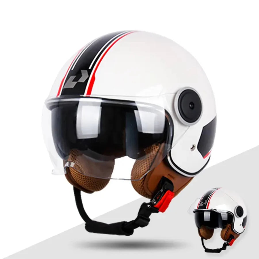 Motorcycle half Helmets, DOT Approved, Unisex, Dual Lens Scooter Helmet