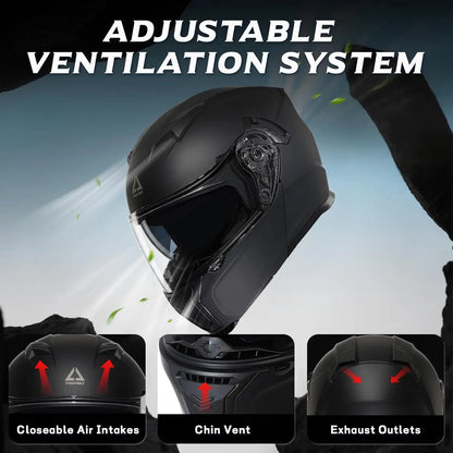Modular Motorcycle Helmets for Men, Flip Up Full Face Helmet, Dual Visor, Internal Sunshield, DOT Approved