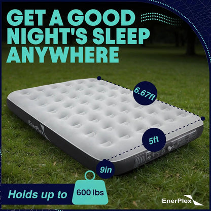 Portable Queen Air Mattress with Built-in Pump for Camping, Travel & Guests - Grey
