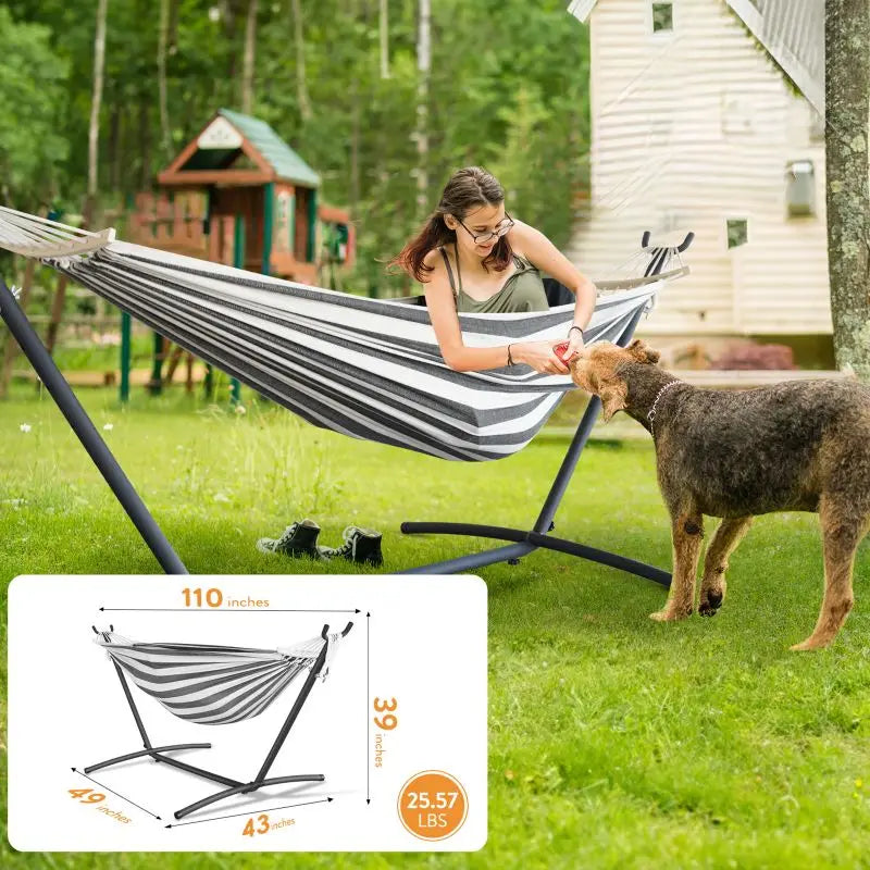 Hammock Bed w/ Adjustable Stand- 600lb Capacity w/Storage Bag,
