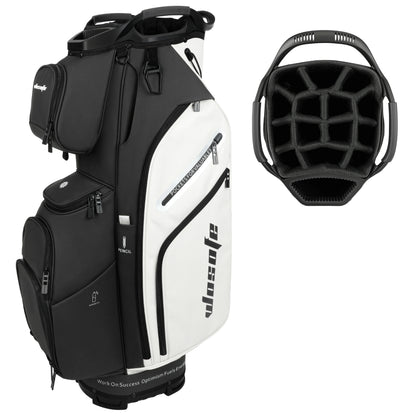 Leather Lightweight Golf Bag, 10 Pockets, 14-Way Dividers, Cooler Pouch for Men or Women