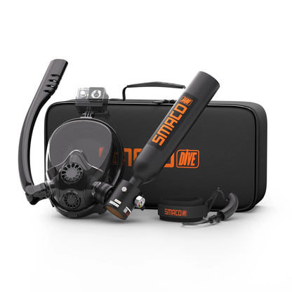 Mini Scuba Tank w/ Snorkel Mask, 0.5L Portable Small Diving Tank, Full Face Diving Mask,