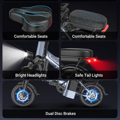 Electric Bike, 14'' Foldable, 500W 48V 10.4AH Battery, 22MPH Max Speed, 28Miles Range