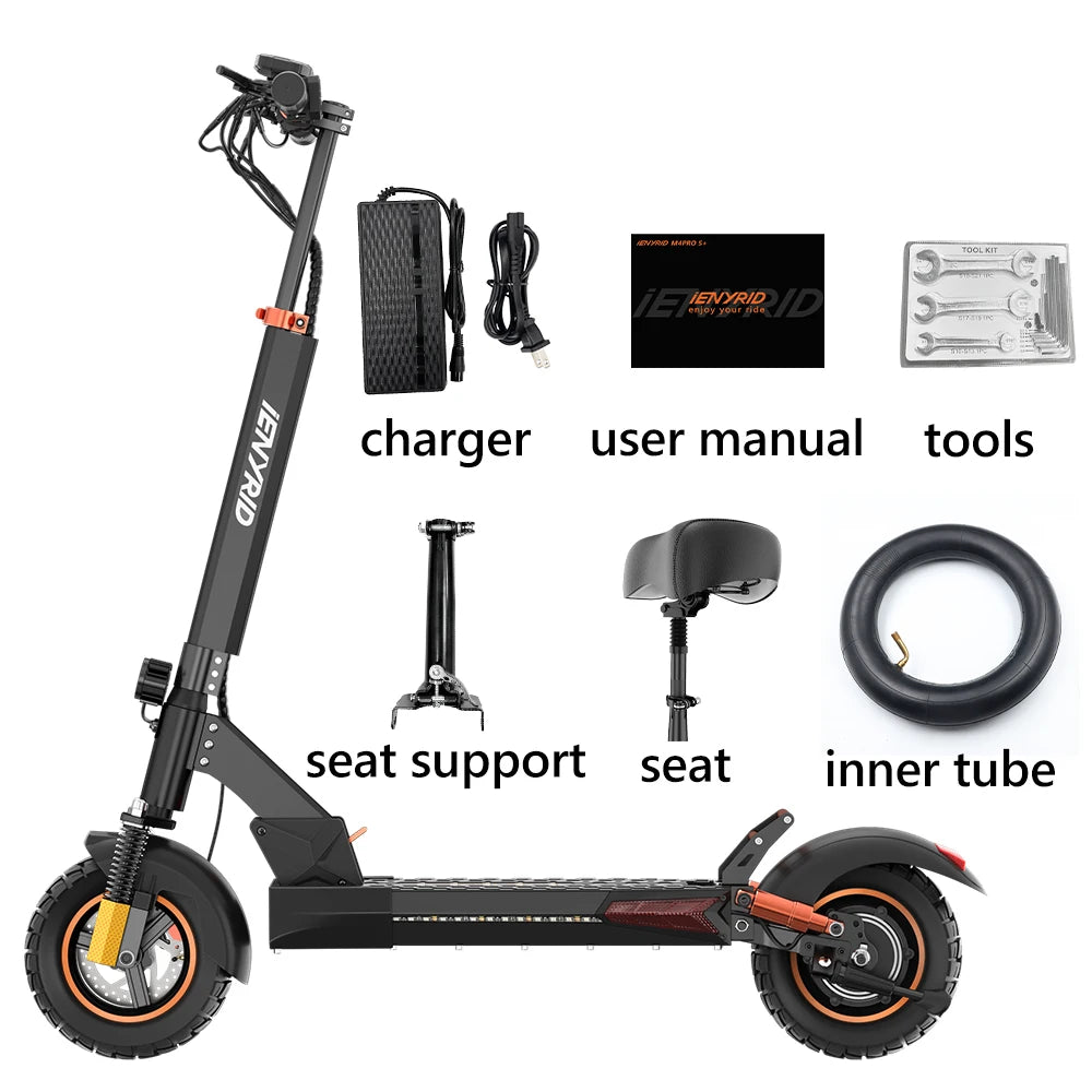 Electric Scooter, 800W Motor 48V, 12.5AH Battery, 10"Tire, Max 40-50KM Range, Disc Brake, LCD Display