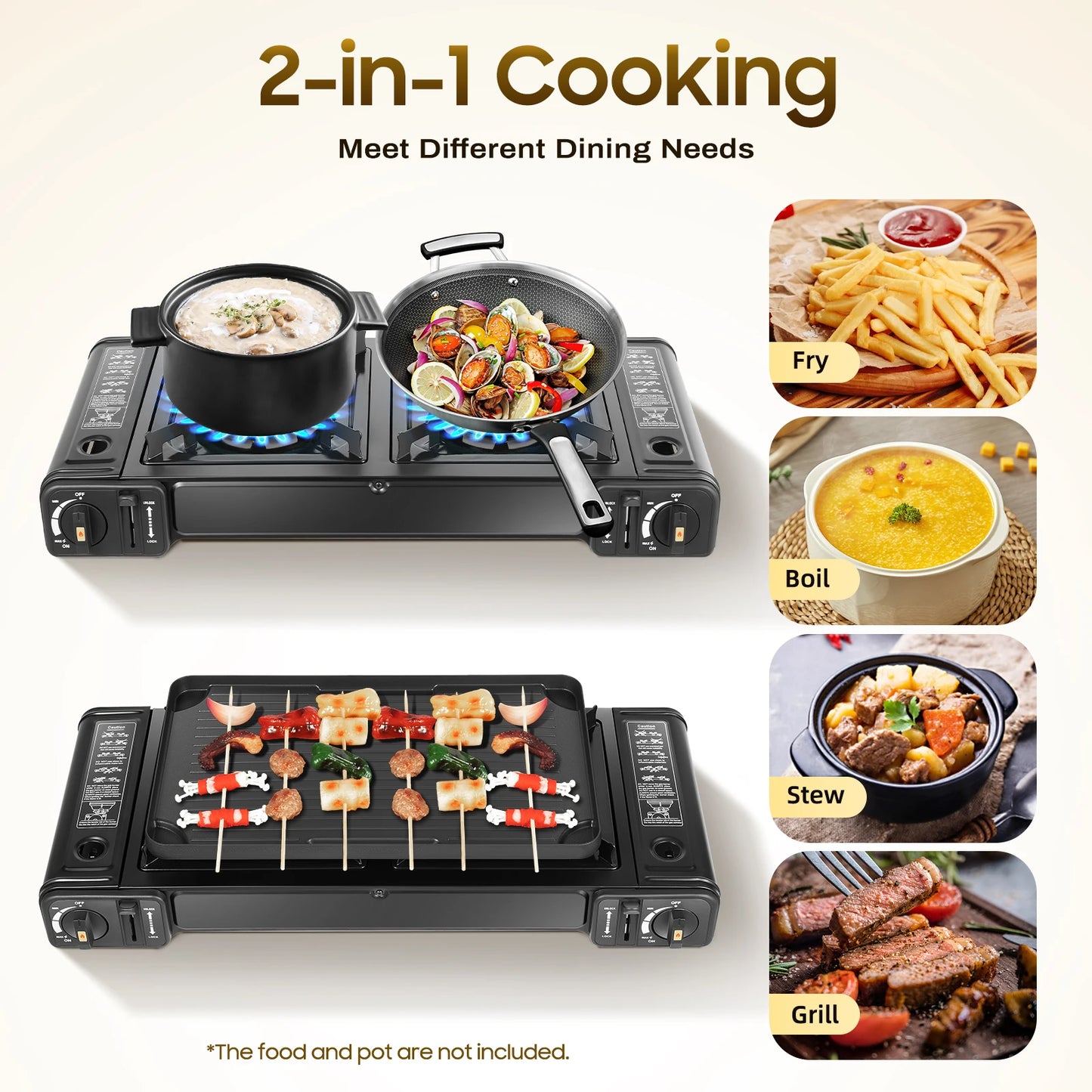 Double Head Barbecue Gas stove w/ Baking Tray, Indoor-Outdoor Application