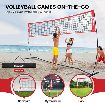 Volleyball Net, 12FT Portable, Adjustable Height with Carry Bag