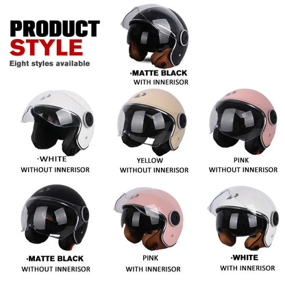 Motorcycle half Helmets, DOT Approved, Unisex, Dual Lens Scooter Helmet