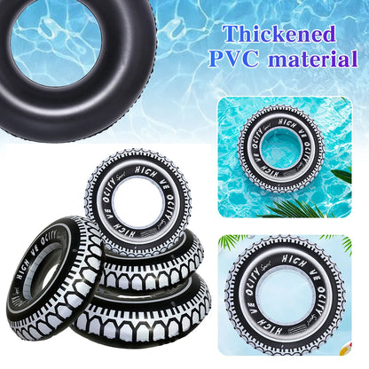 Tire Pattern Blow Up Swim Tube, Leakproof Inflatable Swim Floaties