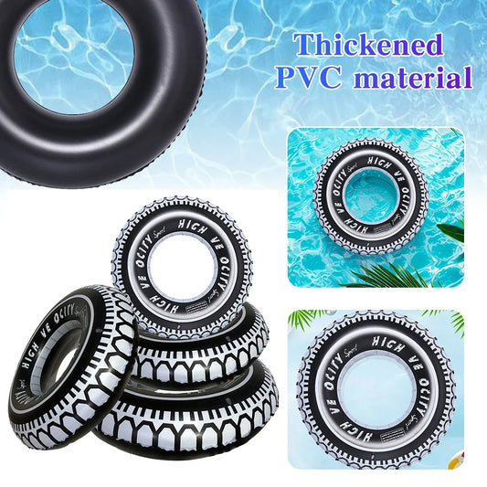 Tire Pattern Blow Up Swim Tube, Leakproof Inflatable Swim Floaties