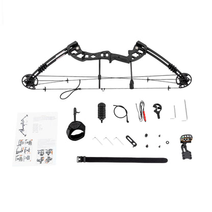 Compound Bow, Adjustable Draw Weight and Length with 3-Pin Sight, 12 Arrows Complete Set