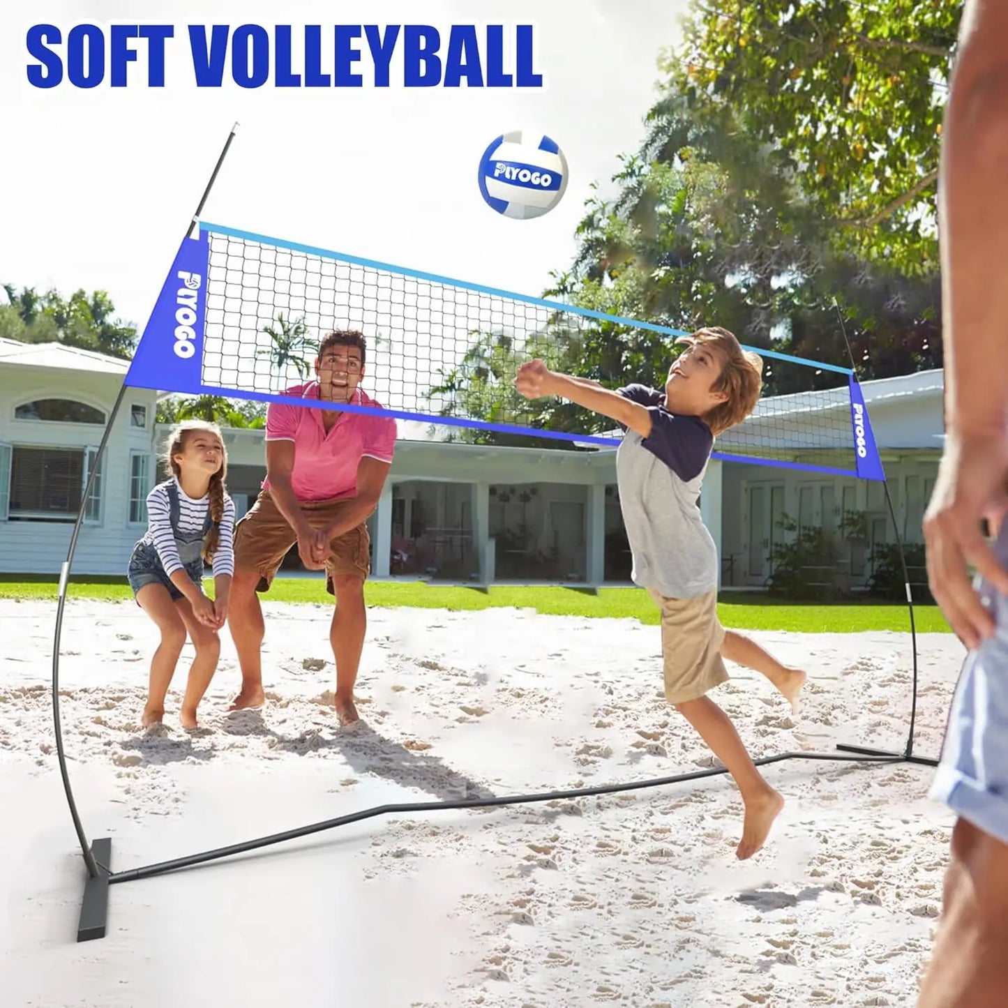 Volleyball Net, 14FT Adjustable Height with Portable Carry Bag