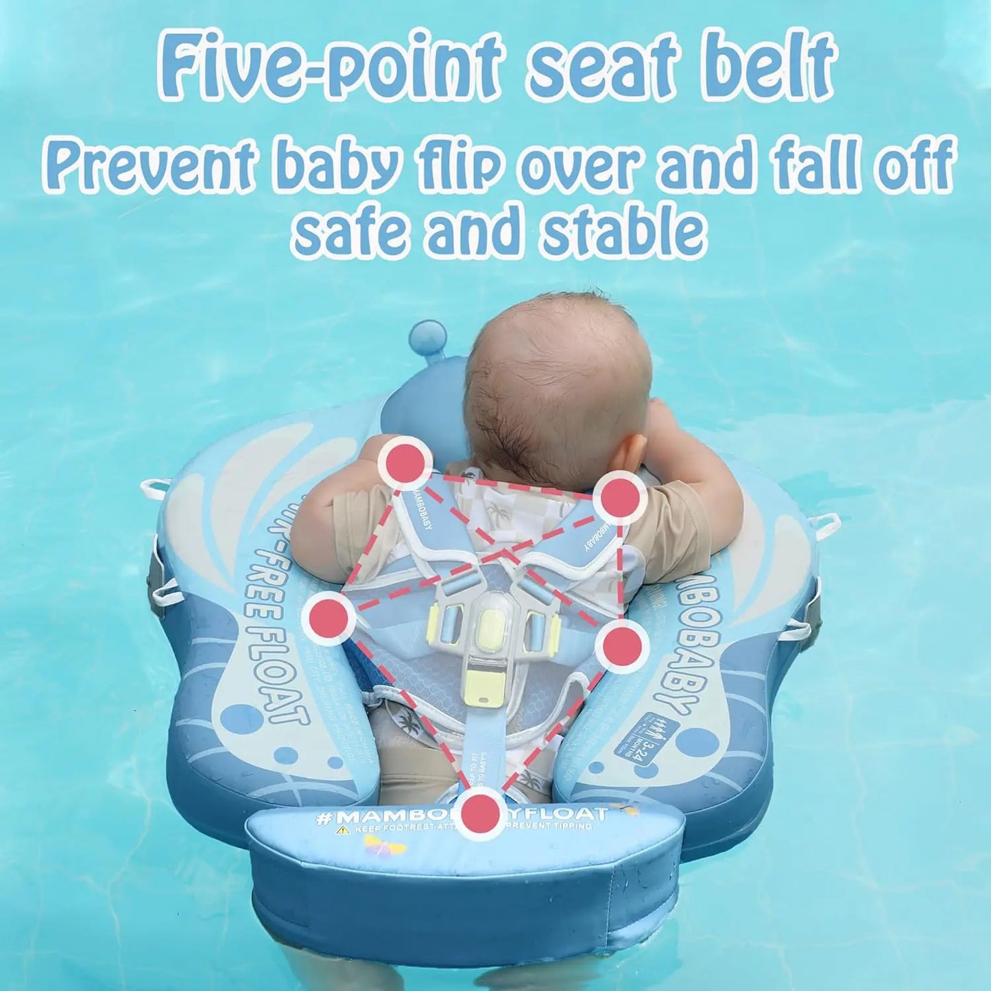 MamboBaby Swim Float with Canopy, Pool Infant Swimming Lying Waist 3-24 Months