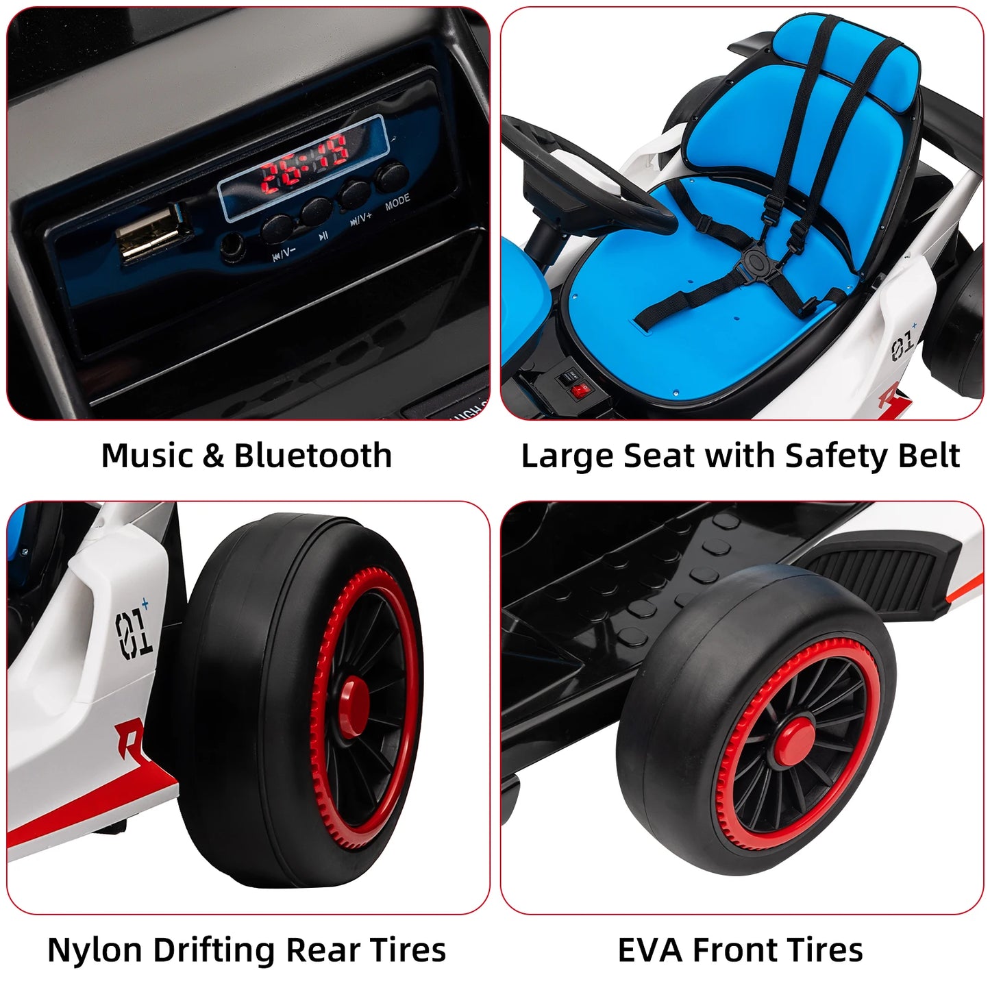 Electric Go Kart for Kids, 24V Drift Kart with Battery Motor, Electric Pedals