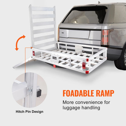 Cargo Carrier, Trailer Mount 47/53/60 in Hitch, 400/500lb Capacity  Aluminum Cargo Basket