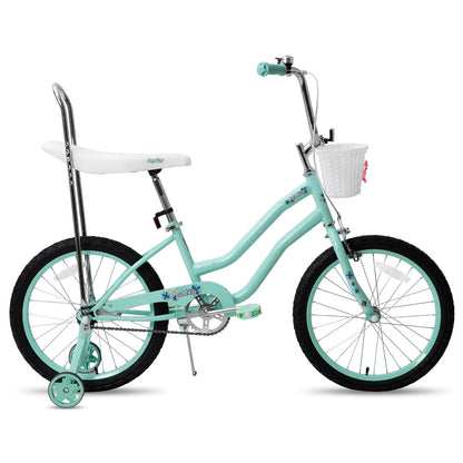 20 Inch Girls Bike w/ Training Wheels, Banana Seat, for Girls Ages 7-12 Years Old, Handbrake and Coaster Brake