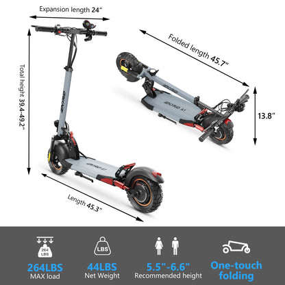 Electric Scooter, 800W/48V/12.5 AH, E-Scooter Max Speed 45KM Per Hour, Max Range 20-30KM, Foldable Adult E-Scooter