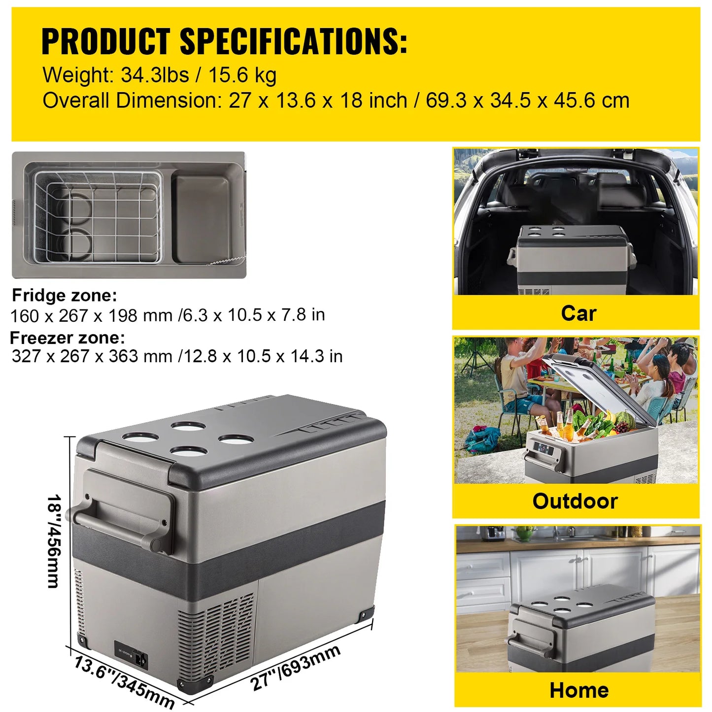 Mini Car Refrigerator, 20L 22L 35L 45L 55L, Fridge-Freezer, Portable Compressor DC 110-240V