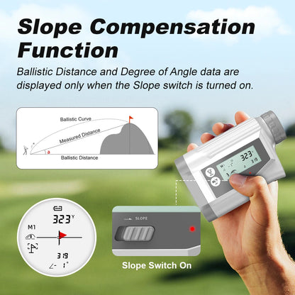 Golf Rangefinder, 1090 Yards w/ Angle Switch, Voice Prompts and Side Display