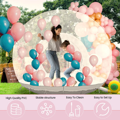Inflatable 10FT PVC Bubble House, Outdoor Castle with 750W Air Blower, 100 Balloons