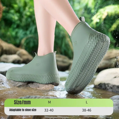 Thick Latex Waterproof Shoe Covers, 1Pair, Non-Slip Reusable for Men-Women Rain, Snow, Mud, Protection