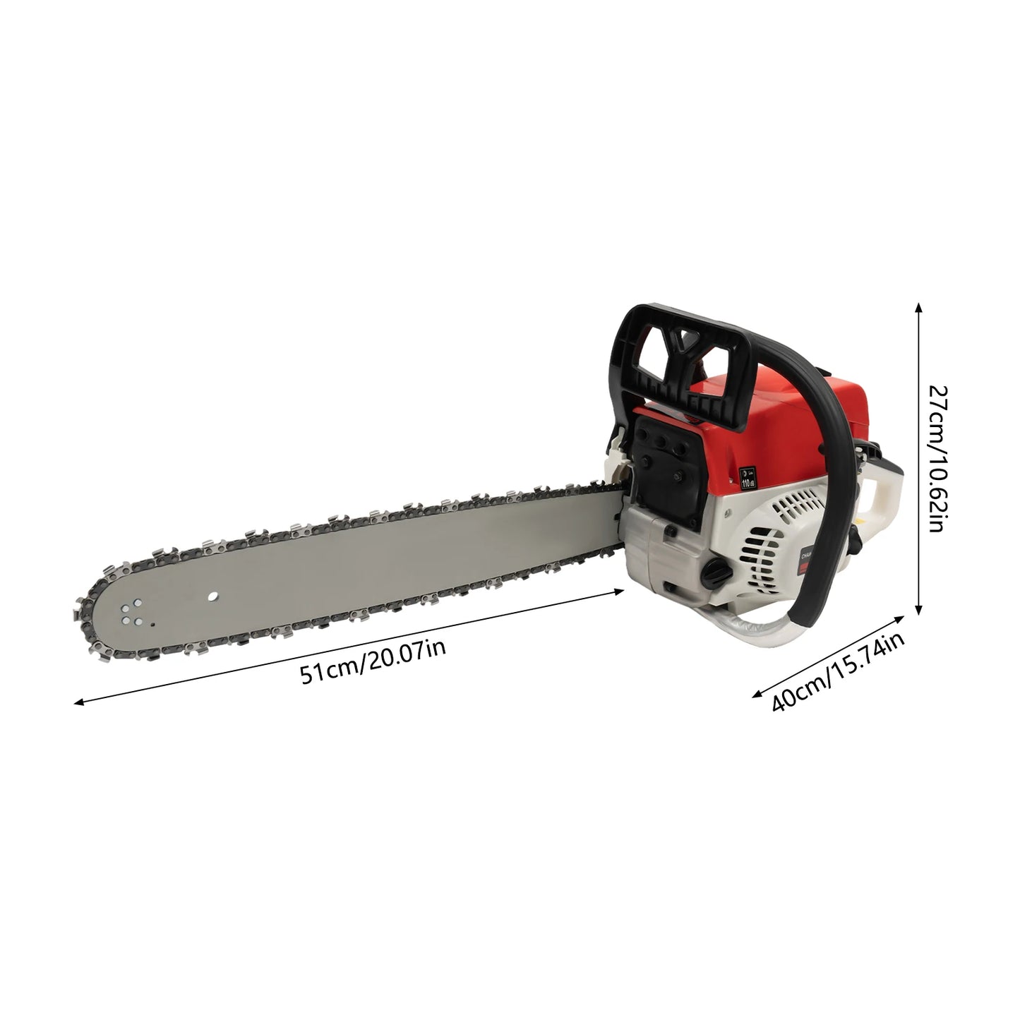 Chainsaw w/ 52cc Gasoline Engine, 20-inch Bar, and 7500 RPM Speed for Heavy-Duty Cutting, w/ Tool Bag