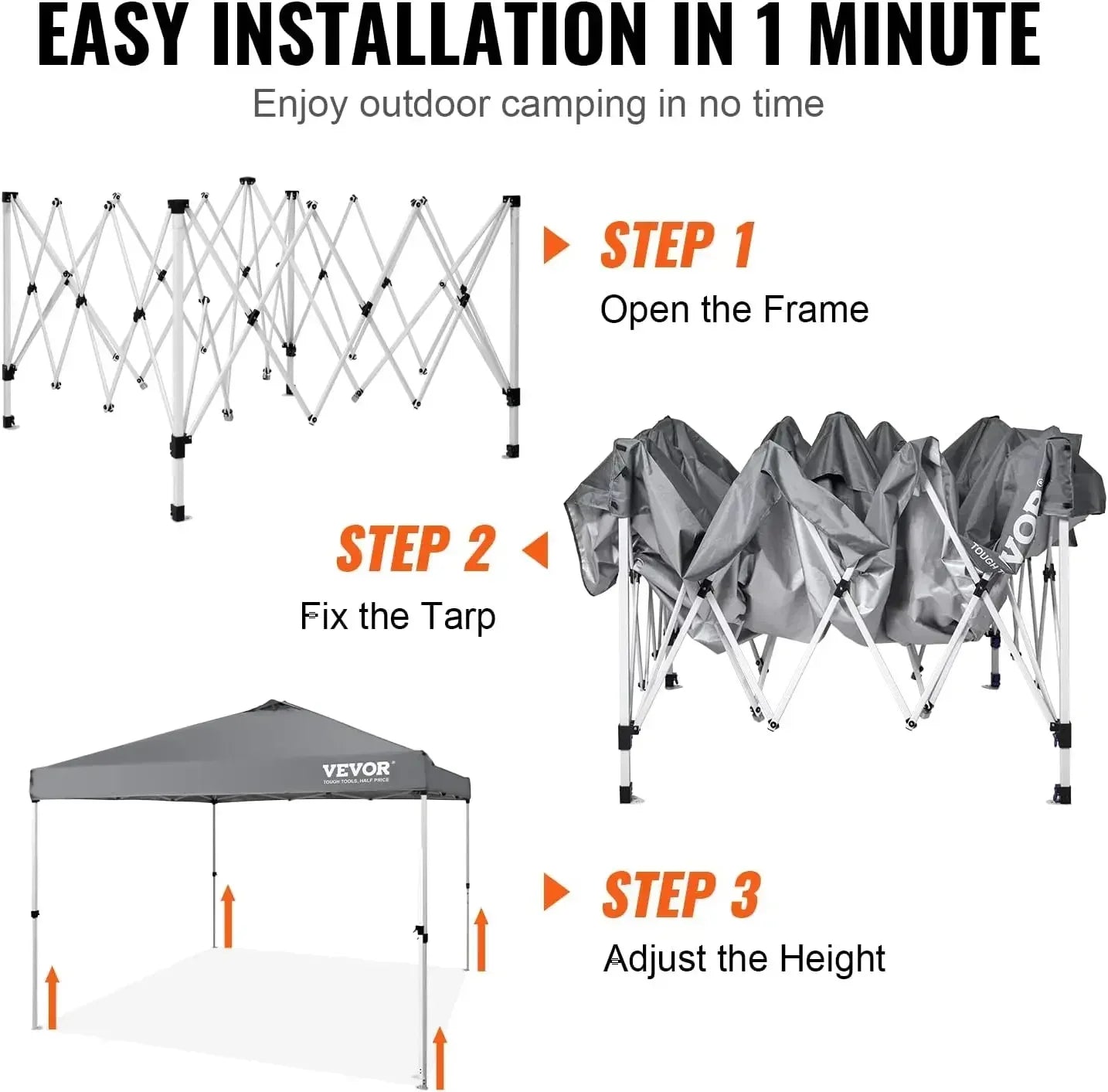 Pop Up Canopy Tent, 10 x10 ft, Waterproof, Silver Coated Tarp, w/ Portable Roller Bag and 4 Sandbags