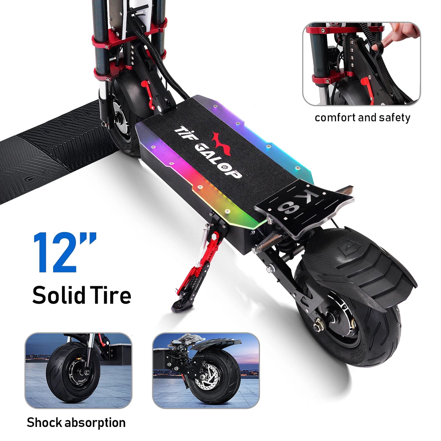 Electric Scooter, 12 Fat Tire, E-Mountain Scooter, Adult Foldable, 3000W*2 Motor, 60V38AH Battery